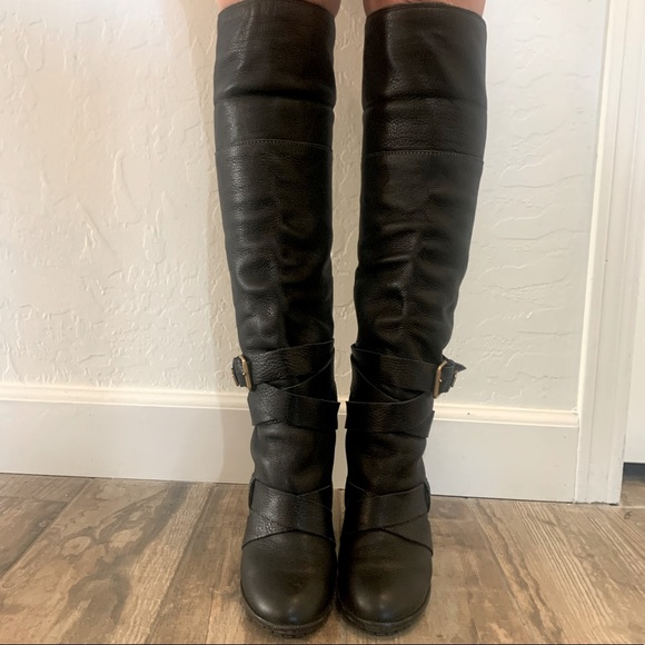 Chloe Prince Paddington Black knee High leather buckle boots. US 6.5 37 - Picture 1 of 11